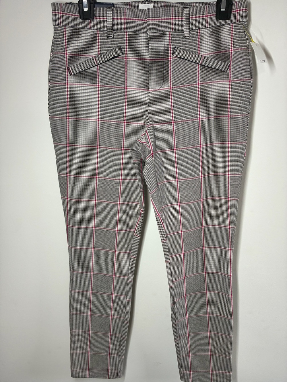 GAP Gray Plaid Ankle Pants with Pink Windowpane